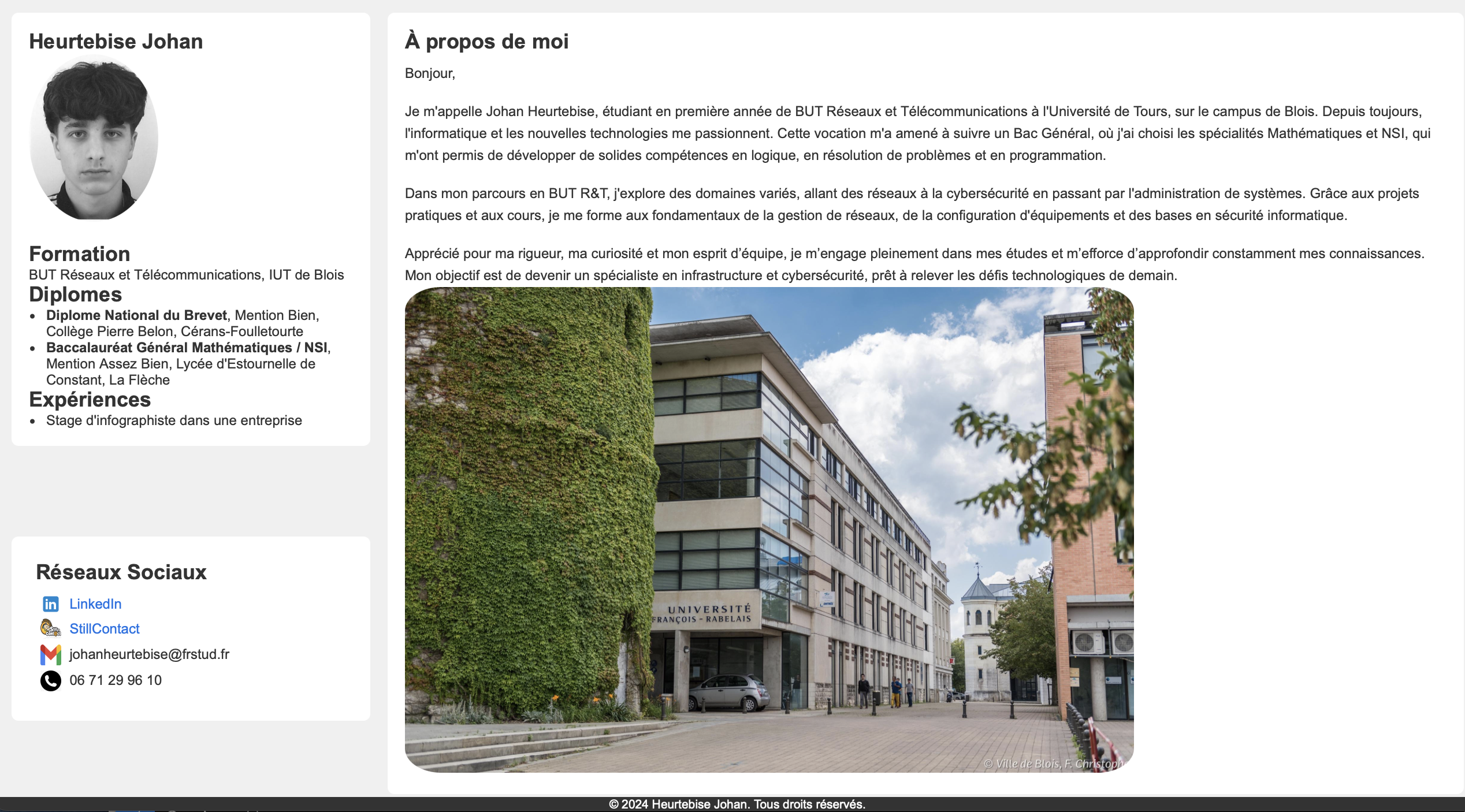 Page d'accueil site perso